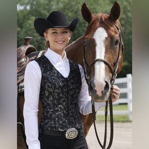 Hobby Horse Limited Edition Black Sequin Western Show Vest Small Zip Front NWT